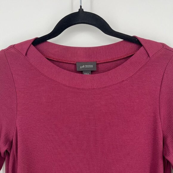 J Jill Wearever Collection Sweater Midi Dress Size XS Burgundy Casual Boat Neck - Picture 3 of 11